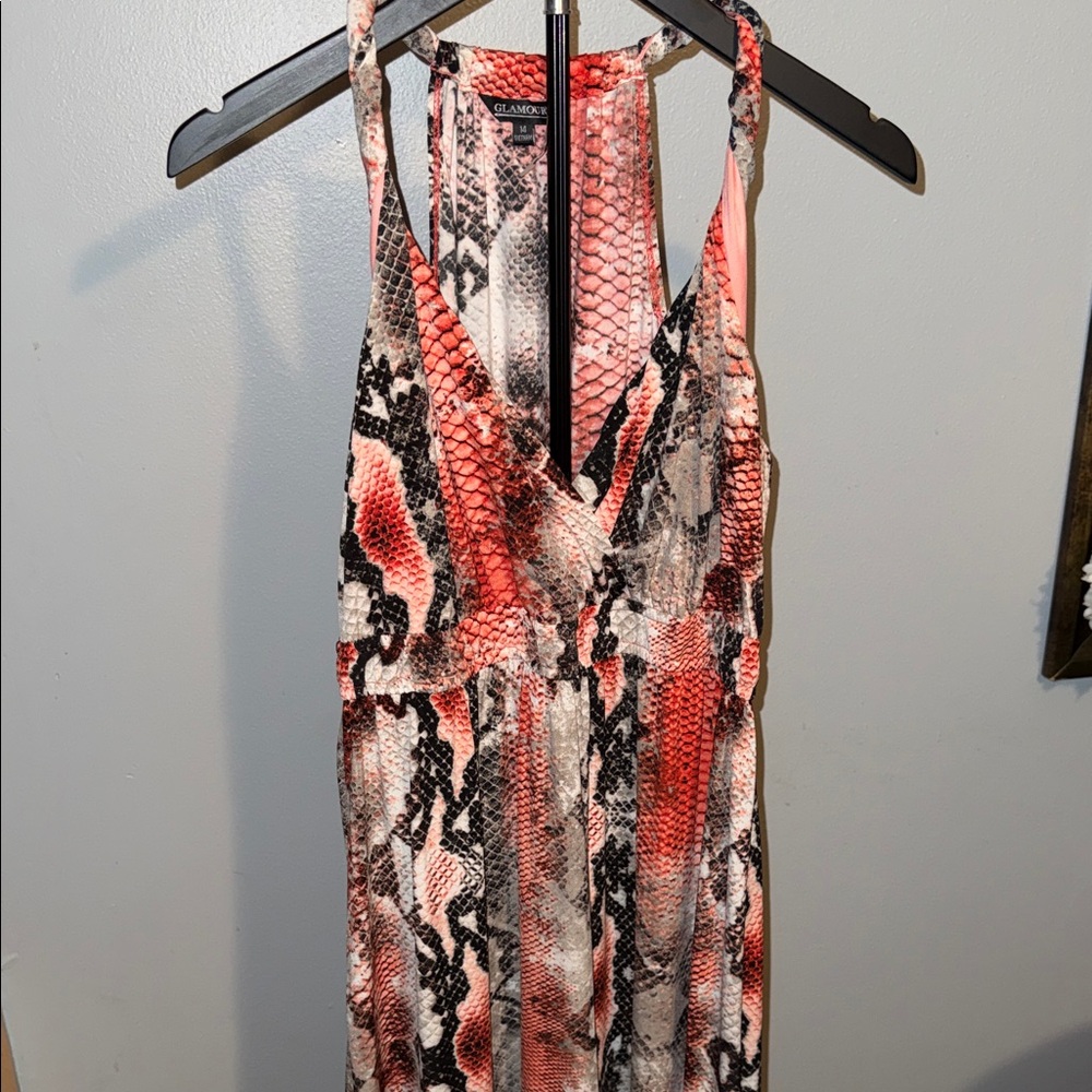 Glamorous Red and Black Patterned Dress
